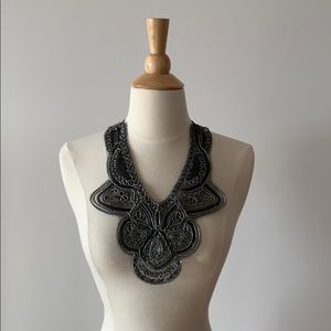 Black Sequined bib necklace in excellent condition